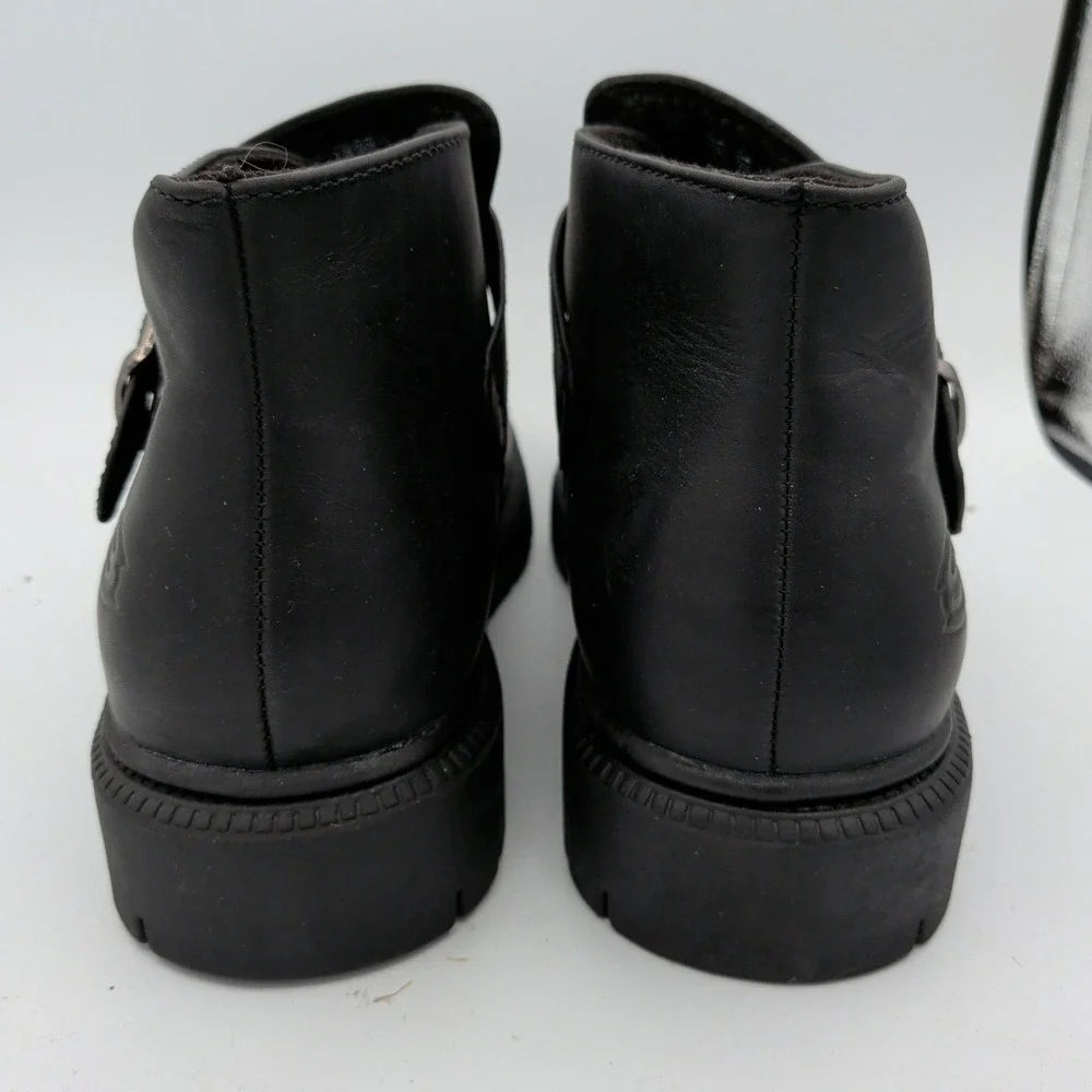 Skechers Y2K Platform Boots Mens 13 Black Leather Monk Strap Buckle Lug Sole